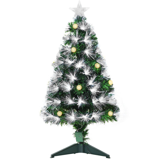 Photo of HOMCOM 3ft White Light Artificial Christmas Tree w/ 90 LEDs Star Topper Tri-Base Full Bodied Seasonal Decoration Pre-Lit Home in Home colour on a white background