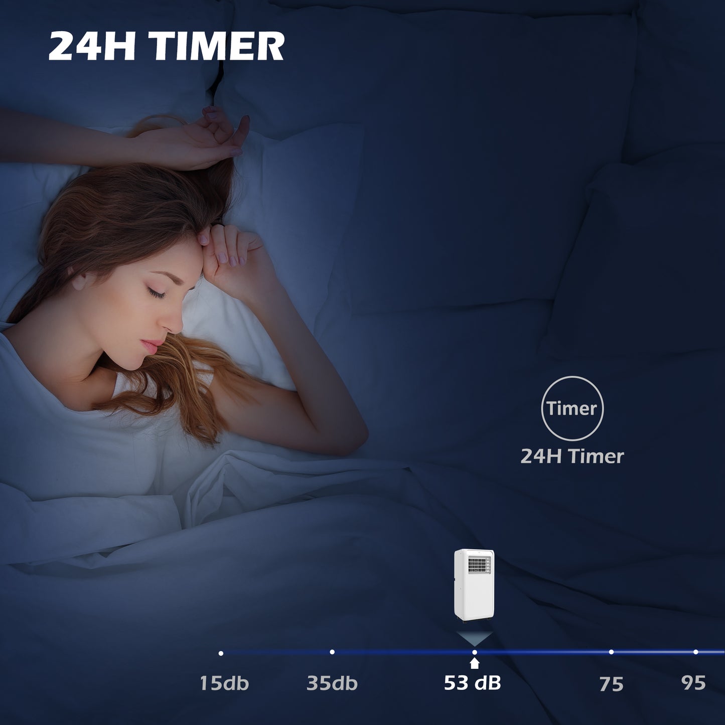 HOMCOM 9,000 BTU Mobile Air Conditioner for Room up to 28m², with Dehumidifier, 24H Timer, Wheels, Window Mount Kit