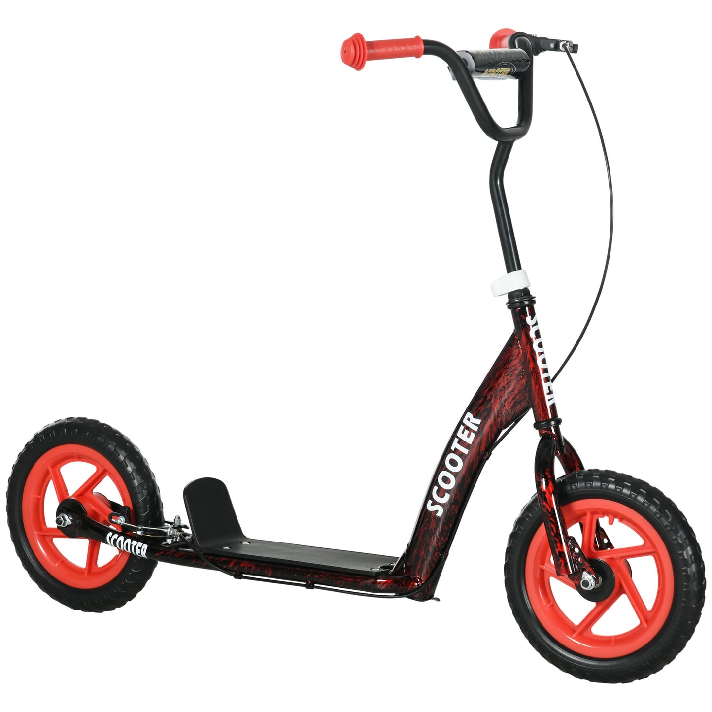 Photo of AIYAPLAY Kids Scooter with Adjustable Handlebar, Children's Kick Scooter with Non-slip Footplate, Rear Brake, Kickstand, Red in Red colour on a white background