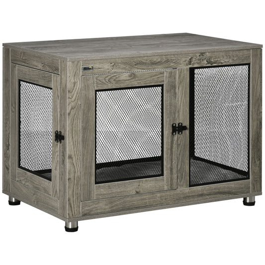 Photo of PawHut 2-in-1 Dog Cage & Side Table, with Two Doors, Cushion, for Large Dogs in Dogs colour on a white background