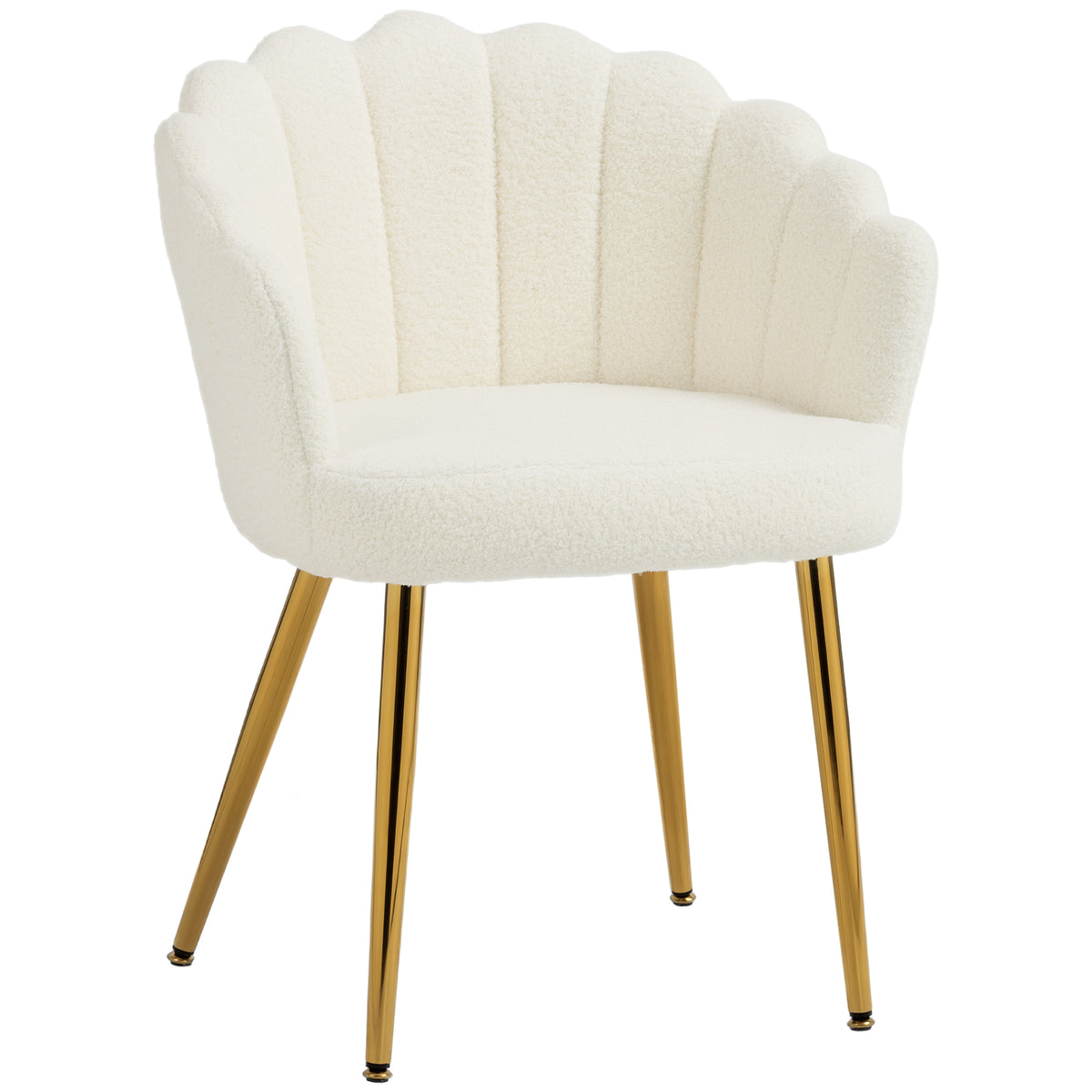 Photo of HOMCOM Lounge Chair Petal-Back Armchair Metal Metal Legs for Living Room Bedroom Cream in Cream colour on a white background