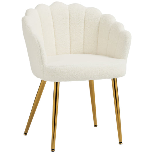 Photo of HOMCOM Lounge Chair Petal-Back Armchair Metal Metal Legs for Living Room Bedroom Cream in Cream colour on a white background