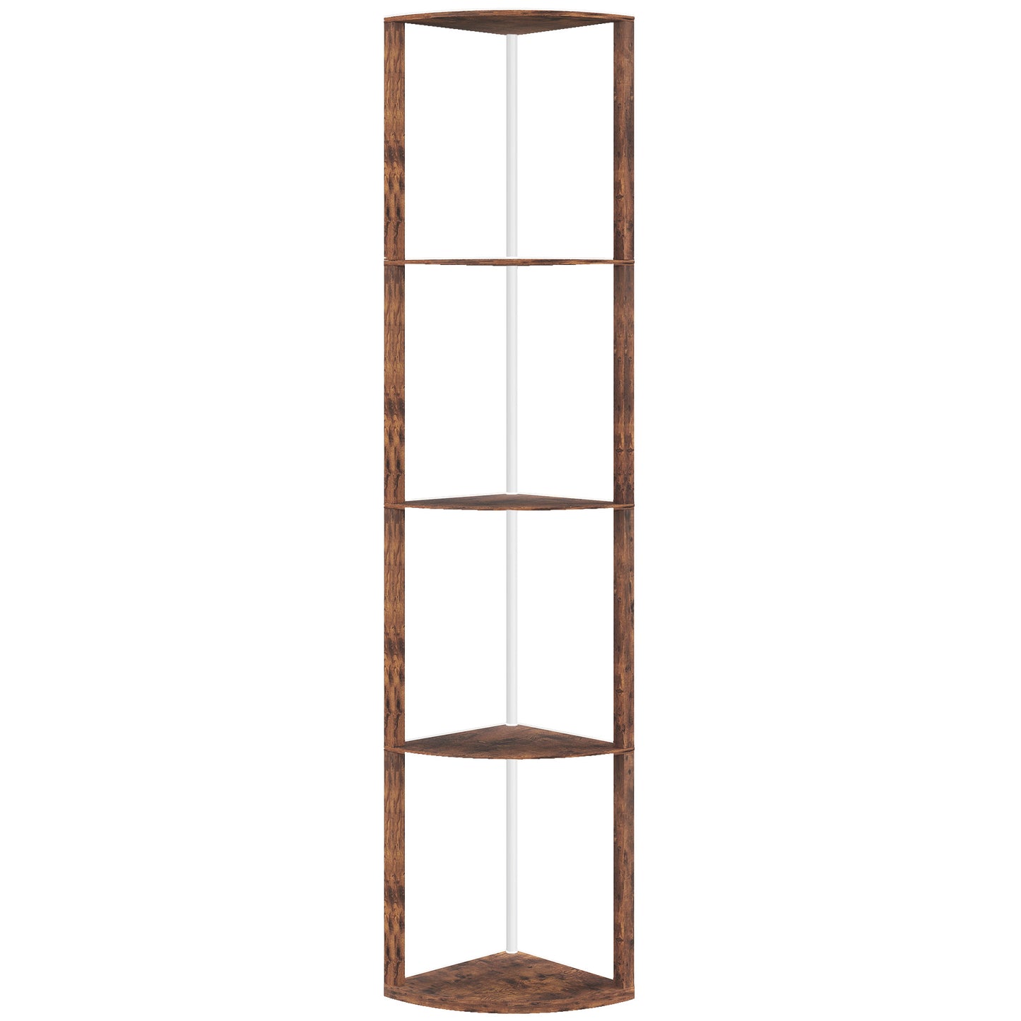 Photo of HOMCOM RGB Standing Lamp with Shelves, 4-Tier LED Floor Lamp with Multiple Lighting Modes, Rustic Brown in Brown colour on a white background