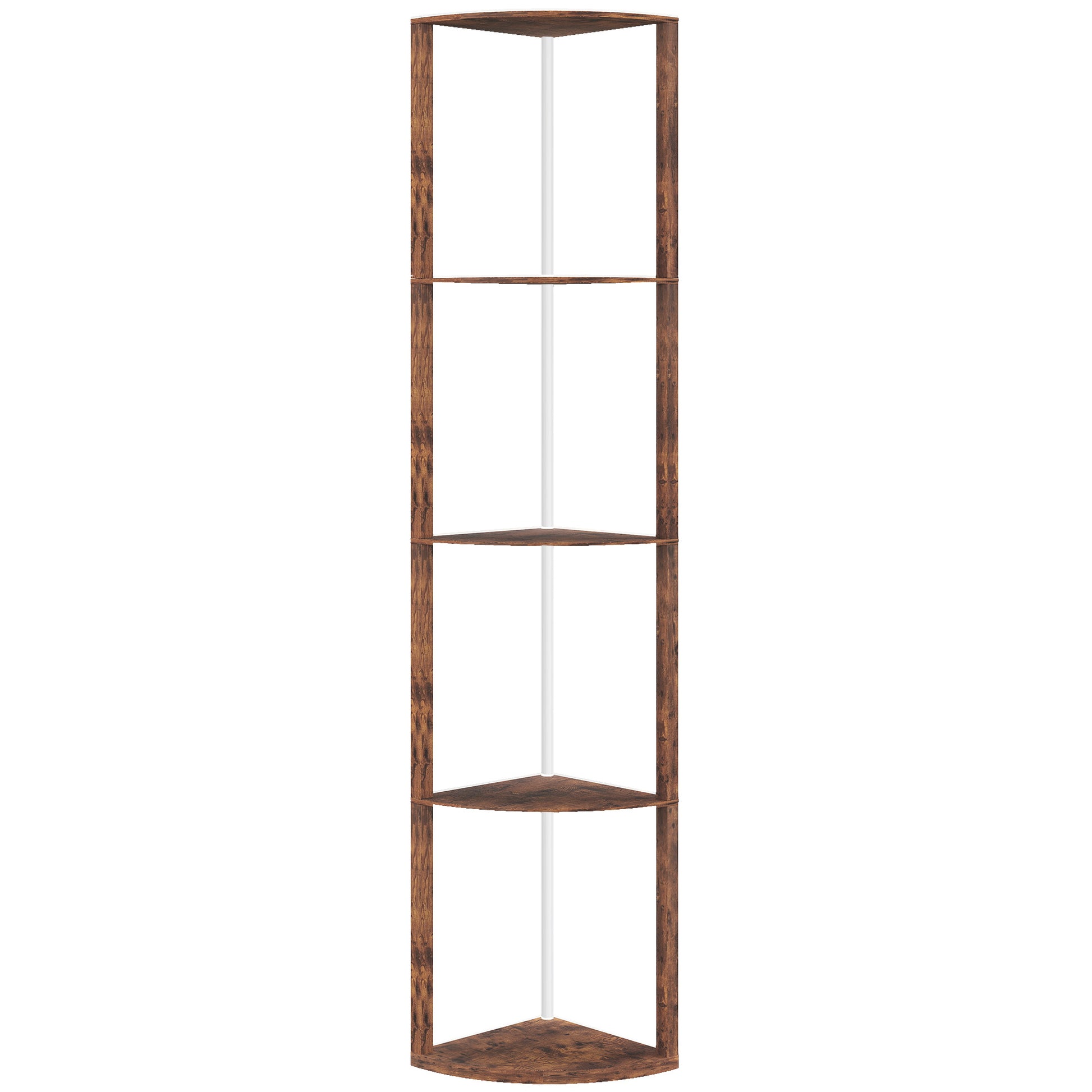 Photo of HOMCOM RGB Standing Lamp with Shelves, 4-Tier LED Floor Lamp with Multiple Lighting Modes, Rustic Brown in Brown colour on a white background