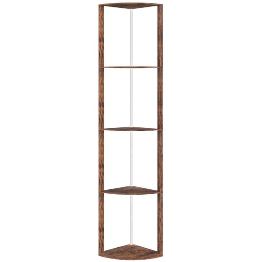 Photo of HOMCOM RGB Standing Lamp with Shelves, 4-Tier LED Floor Lamp with Multiple Lighting Modes, Rustic Brown in Brown colour on a white background