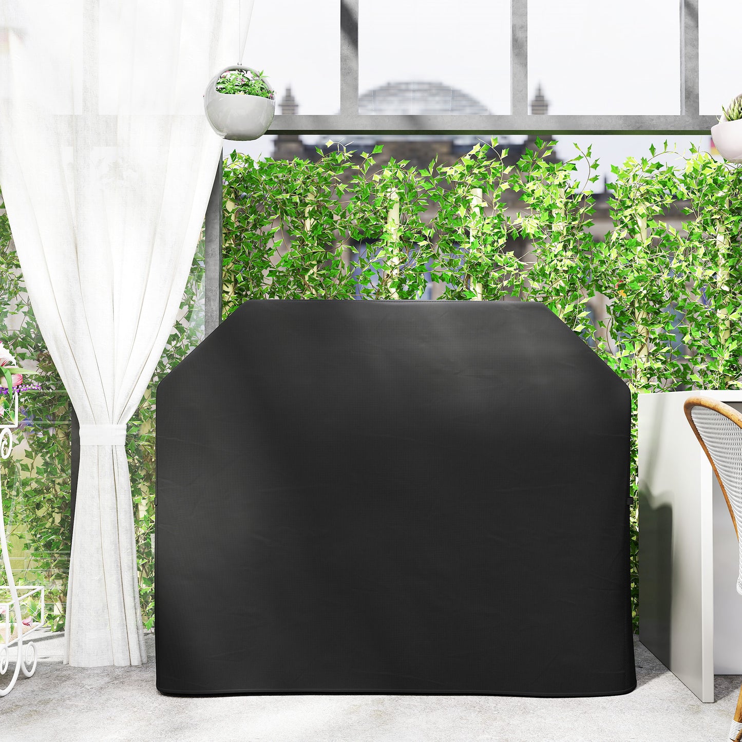 Outsunny 147 x 61cm Plastic Coated Protective Grill Cover - Black