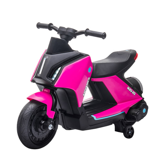Photo of HOMCOM 6V Kids Electric Motorbike Ride On Toy w/ Music LED Lights Training Wheels for Girls Boy 2-4 Years Pink in Pink colour on a white background