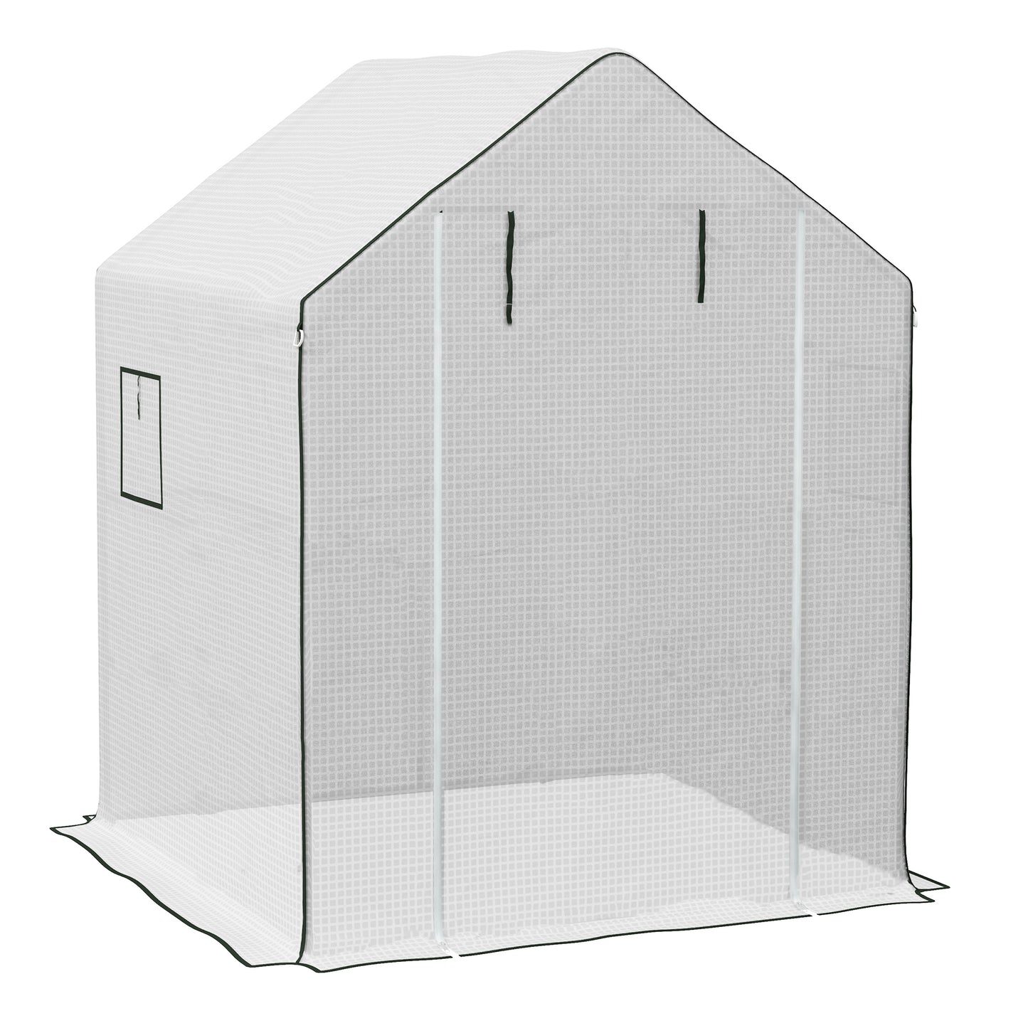 Photo of Outsunny Greenhouse Cover Replacement Walk-in PE Hot House Cover with Roll-up Door and Windows, 140 x 143 x 190cm, White in White colour on a white background