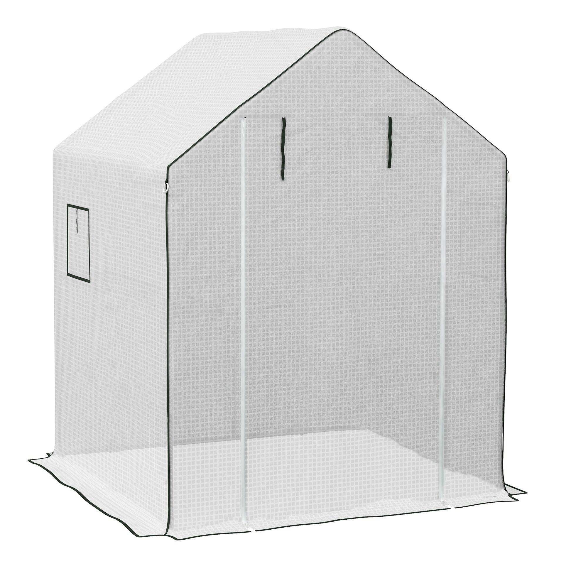 Photo of Outsunny Greenhouse Cover Replacement Walk-in PE Hot House Cover with Roll-up Door and Windows, 140 x 143 x 190cm, White in White colour on a white background