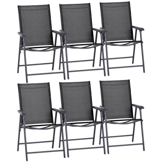 Photo of Outsunny Set of Six Folding Garden Chairs - Black in Black colour on a white background