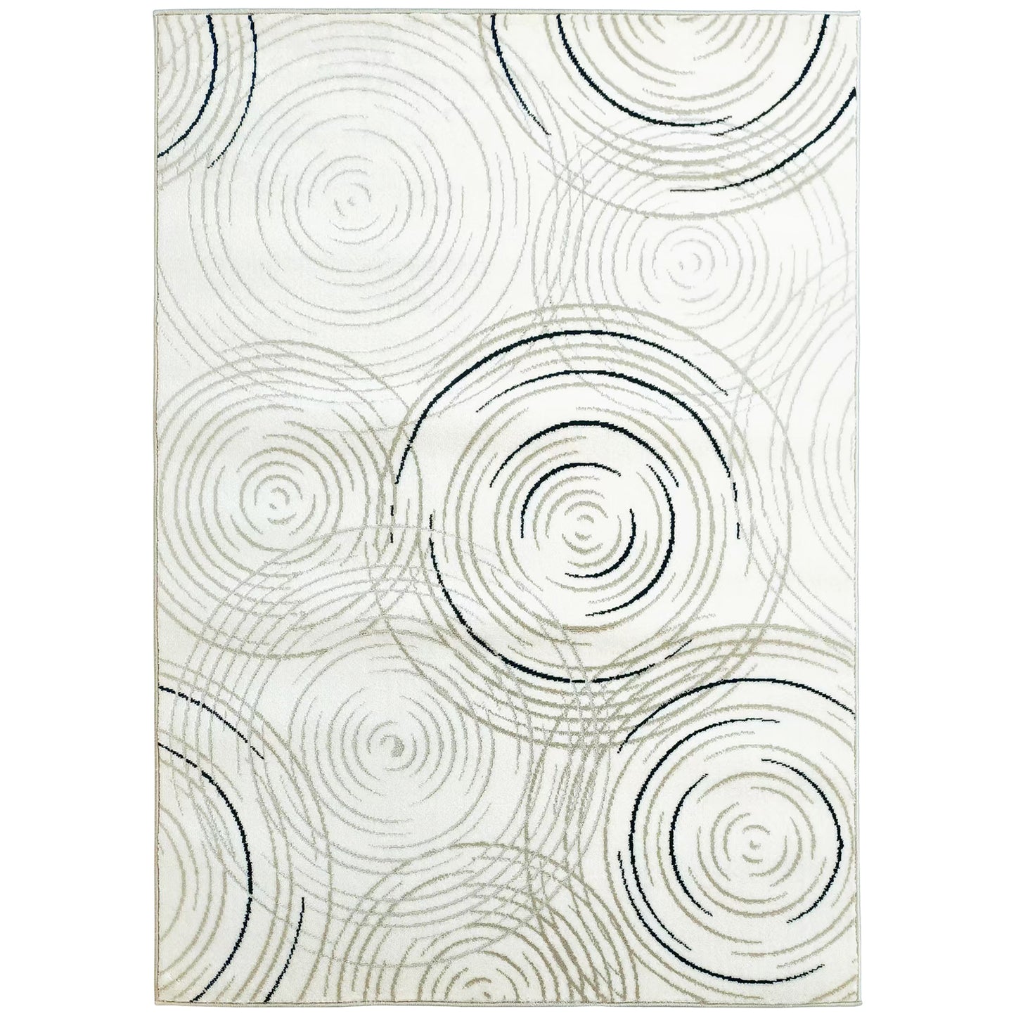 Photo of HOMCOM Modern Area Rug, Swirl Pattern Machine Washable Rug, Allergy-Friendly Floor Carpet for Living Room, Bedroom, Dining Room, Home Office, 230 x 160 cm, Cream White in White colour on a white background