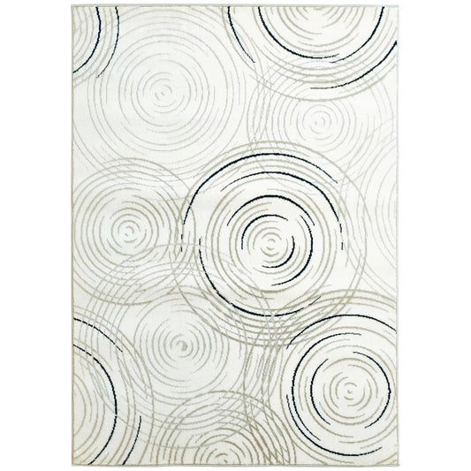 Photo of HOMCOM Modern Area Rug, Swirl Pattern Machine Washable Rug, Allergy-Friendly Floor Carpet for Living Room, Bedroom, Dining Room, Home Office, 230 x 160 cm, Cream White in White colour on a white background