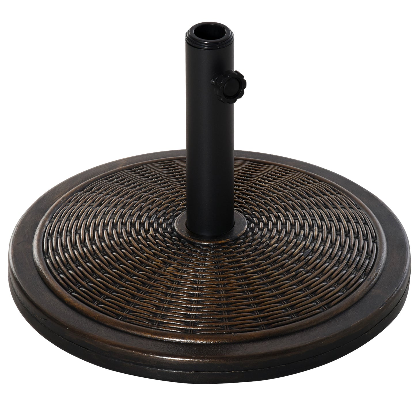 Photo of Outsunny 13kg Garden Parasol Base Holder, Cement Outdoor Market Umbrella Stand, Fits 35mm/38mm/48mm Poles, Black in Black colour on a white background