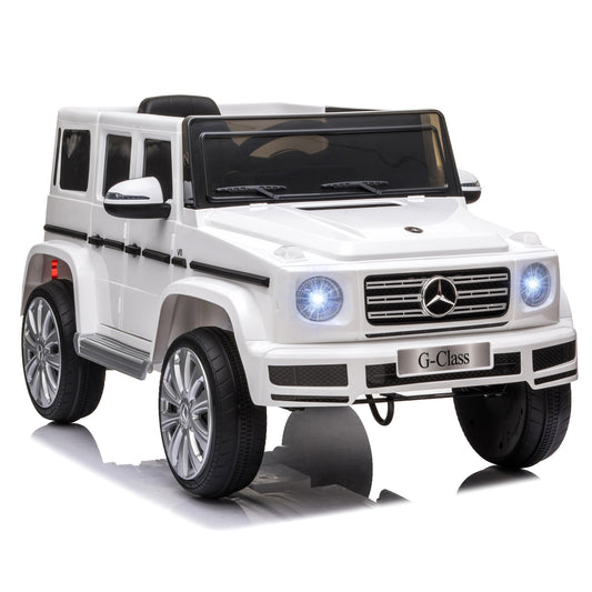 Photo of HOMCOM Mercedes Benz G500 Licensed 12V Kids Electric Ride On Car Toy with Parental Remote Control, 3-8 Years Old - White in White colour on a white background