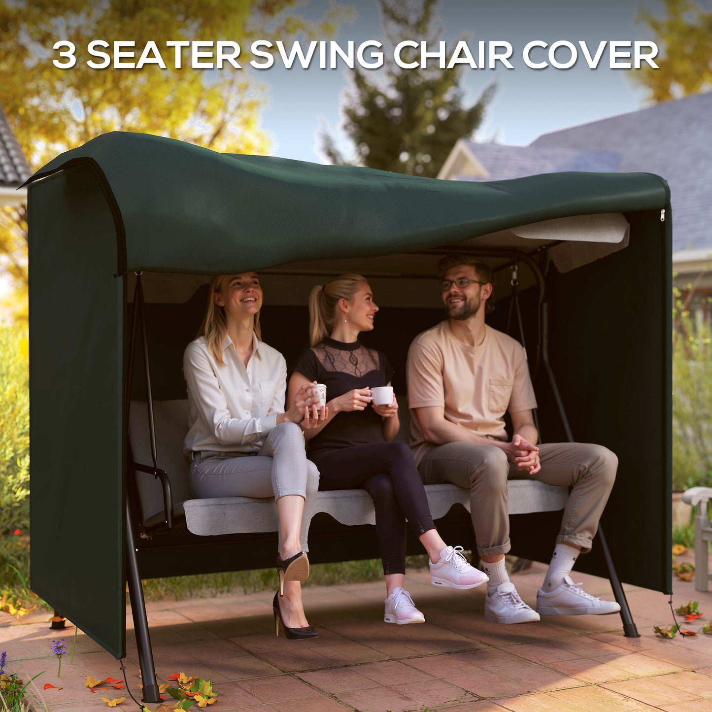 Outsunny 152 x 177cm Three-Seater Swing Chair Protective Cover Green
