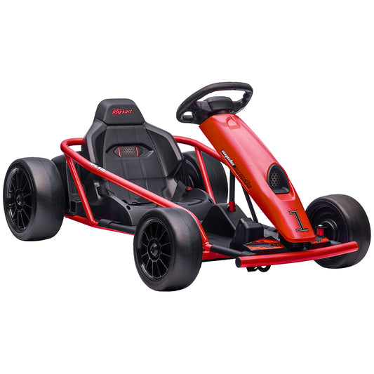 Photo of HOMCOM 24V Electric Go Kart for Kids, Drift Ride-On Racing Go Kart with 2 Speeds, for Boys Girls Aged 8-12 Years Old, Red in Red colour on a white background