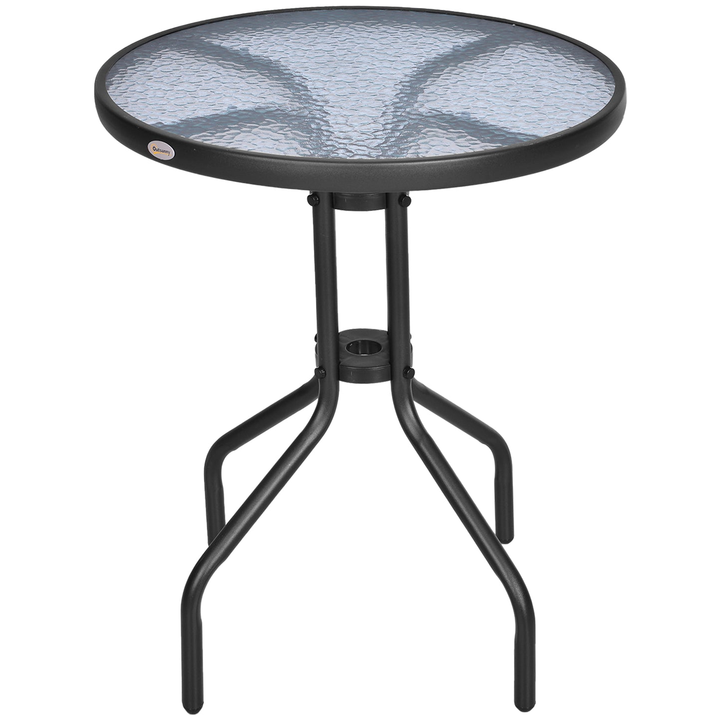 Photo of Outsunny Bistro Coffee Table Outdoor Tempered Glass Top Table Garden Round Dining Table - 60cm Diameter in Diameter colour on a white background