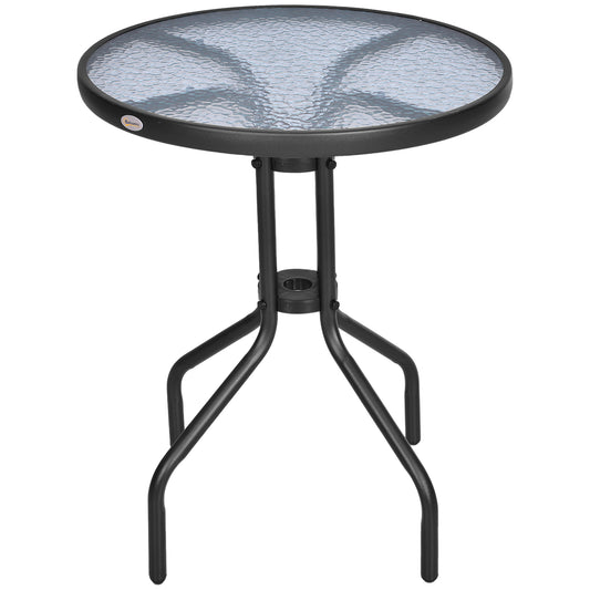Photo of Outsunny Bistro Coffee Table Outdoor Tempered Glass Top Table Garden Round Dining Table - 60cm Diameter in Diameter colour on a white background