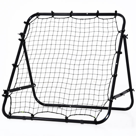 Photo of HOMCOM Adjustable Rebounder Net Kickback Target Goal for Teens Adults Training, Black in Black colour on a white background