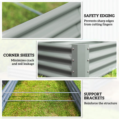 Steel planter details showing rolled safety edges, corner sheets, and support brackets