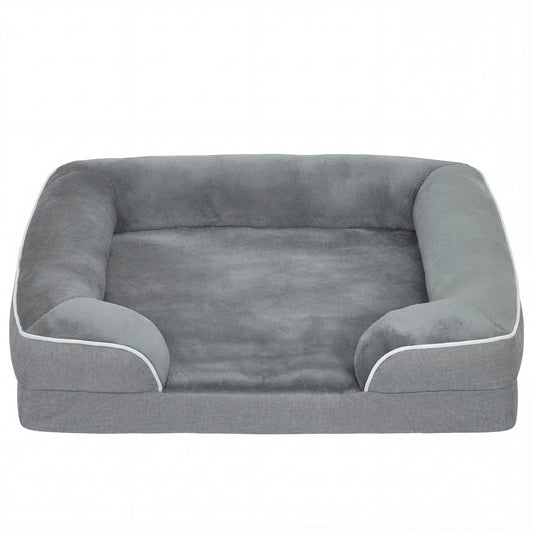 Photo of PawHut Dog Sofa Bed, Washable Pet Bed with Removable Cover and Non-Slip Bottom for Cats and Small Dogs, Grey in Grey colour on a white background