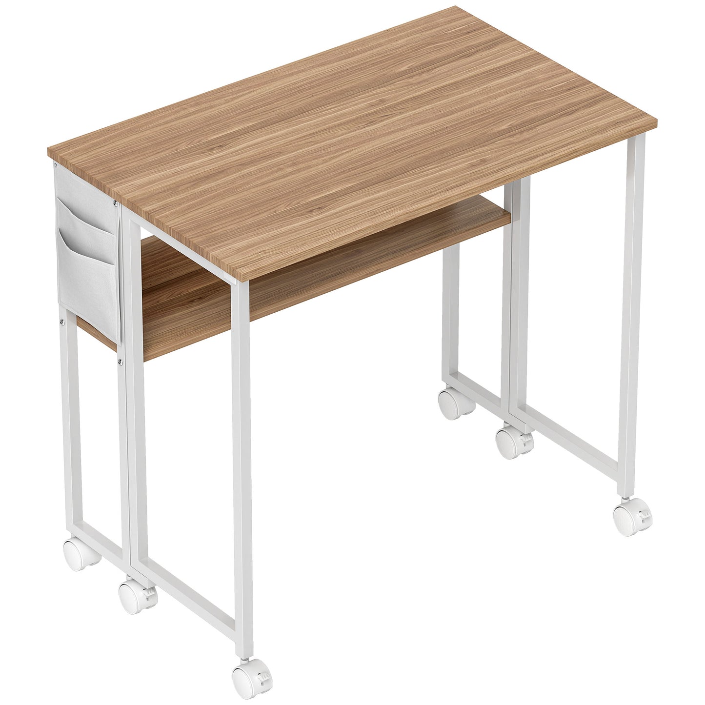Photo of HOMCOM 80 cm Drop Leaf Writing Work Desk - Natural Wood Finish in Finish colour on a white background