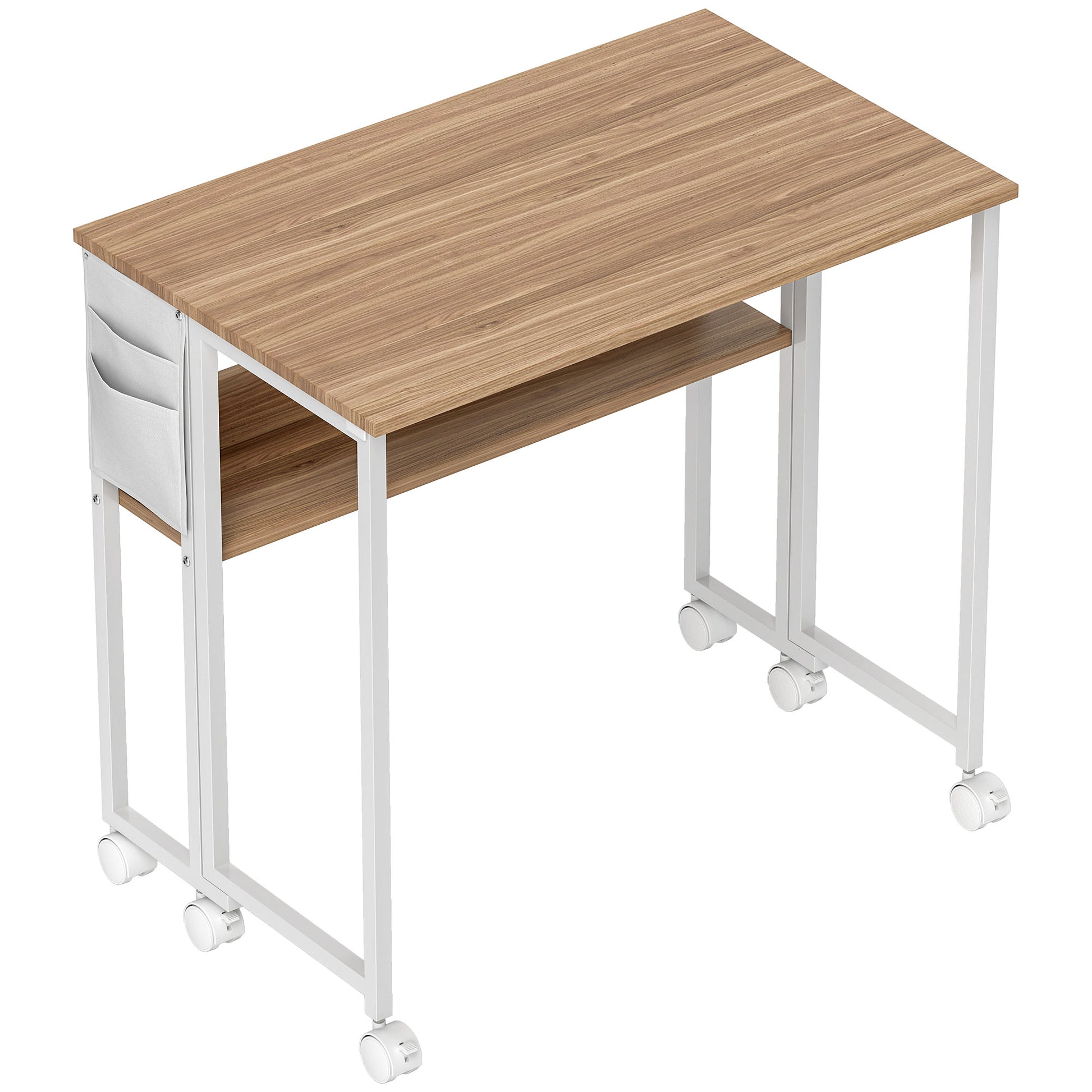 Photo of HOMCOM 80 cm Drop Leaf Writing Work Desk - Natural Wood Finish in Finish colour on a white background