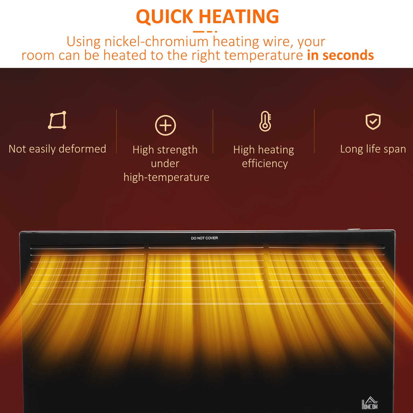 HOMCOM POWER Convector Radiator, Energy Saving Freestanding or Wall-mounted Heating with 2 Heat Settings Safety Cut-Off, Black
