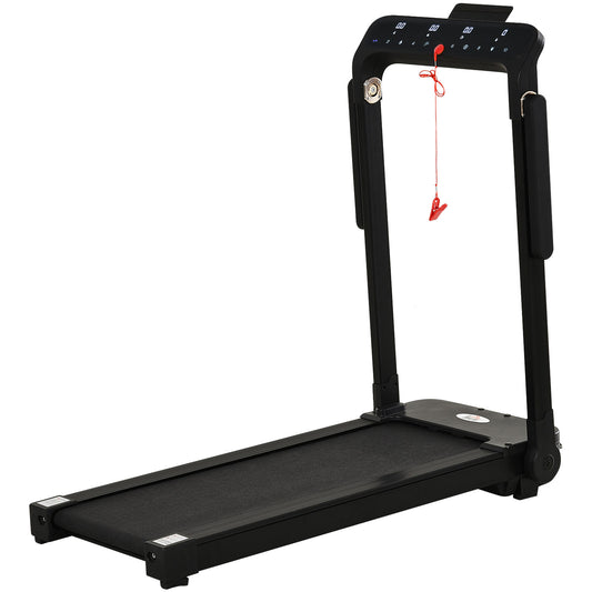 Photo of HOMCOM 600W Foldable Steel Motorised Treadmill Running Machine w/ LCD Monitor Black in Black colour on a white background