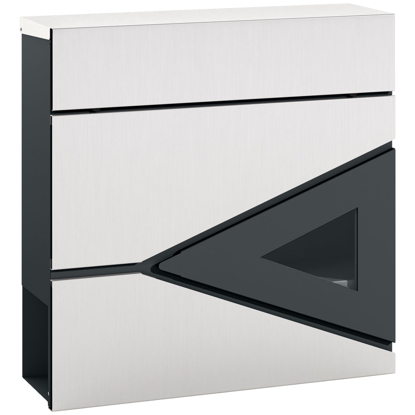 Photo of HOMCOM Wall Mounted Post Box with Viewing Window, 2 Lock, Modern Galvanised Steel Mailbox with Copper Core, Weatherproof Letterbox for Outdoor Use, Easy to Install, Silver in Silver colour on a white background