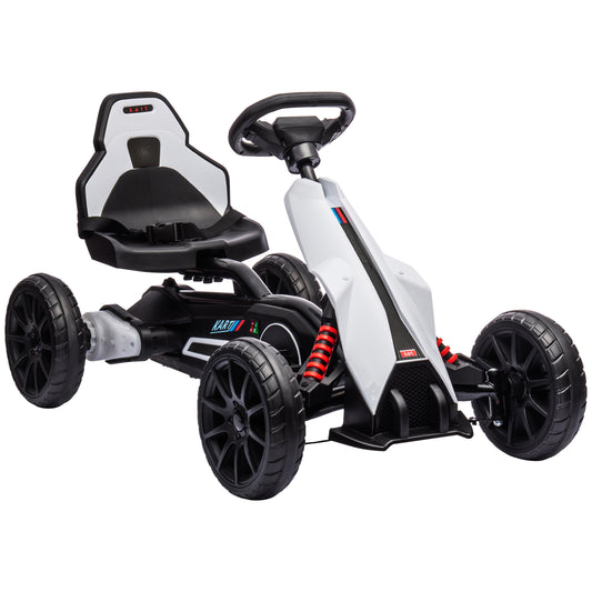 Photo of HOMCOM 12V Electric Go-Kart for Kids, Ride-On Racing Go-Kart, with Forward and Reversing Functions, for Ages 3-8 Years - White in White colour on a white background