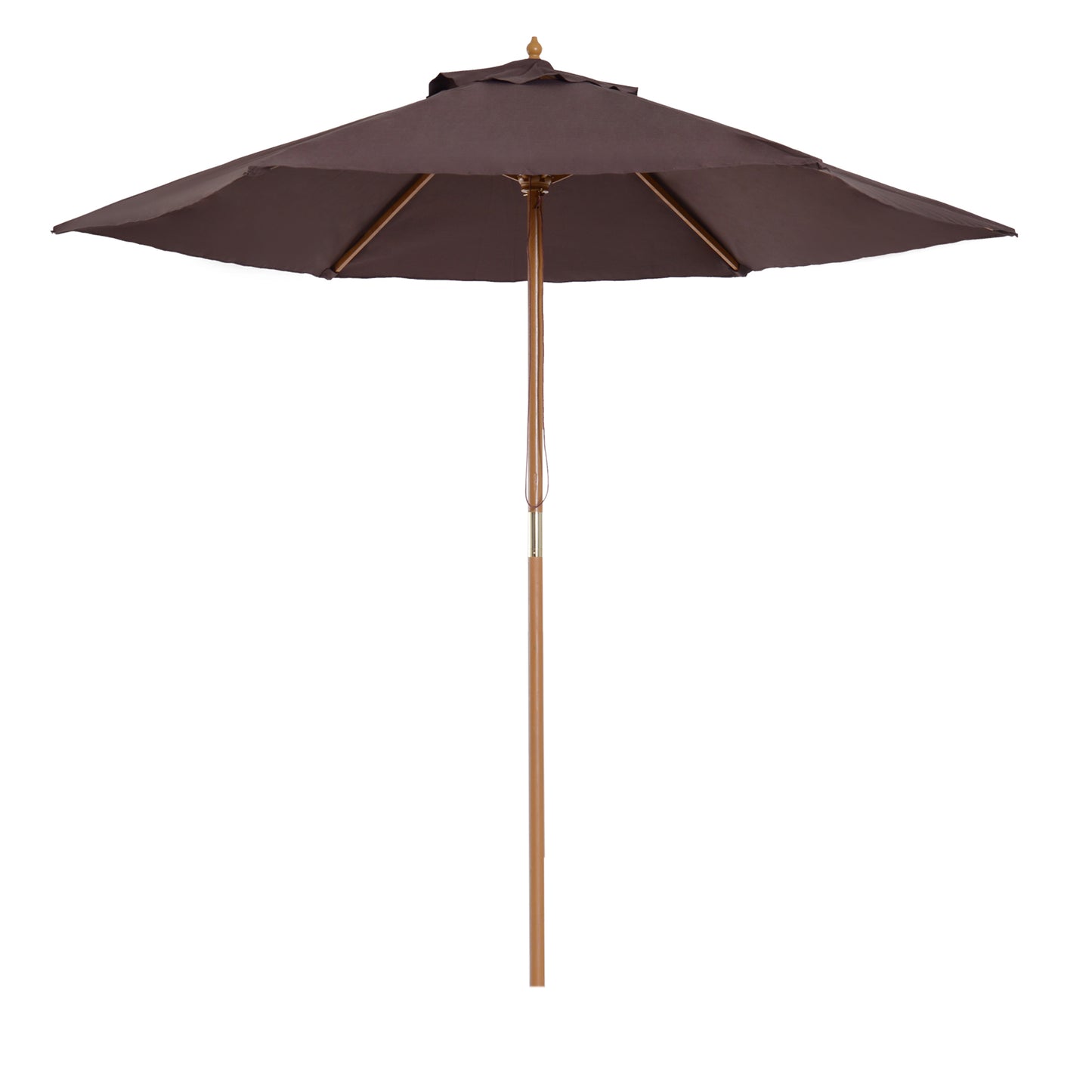 Photo of Outsunny 2.5m Wood Garden Parasol Sun Shade Patio Outdoor Wooden Umbrella Canopy Coffee in Coffee colour on a white background