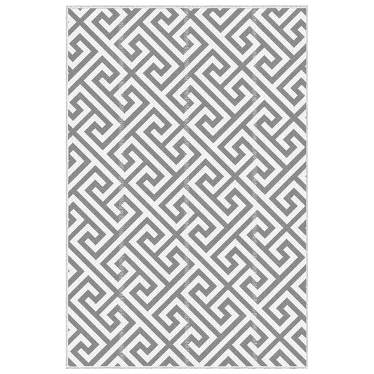 Photo of Outsunny Outdoor Rug Reversible Mat Plastic Straw Rug Portable RV Camping Mat for Garden Deck Picnic Indoor, 152 x 243 cm (5 x 8 ft), Light Grey & White in White colour on a white background