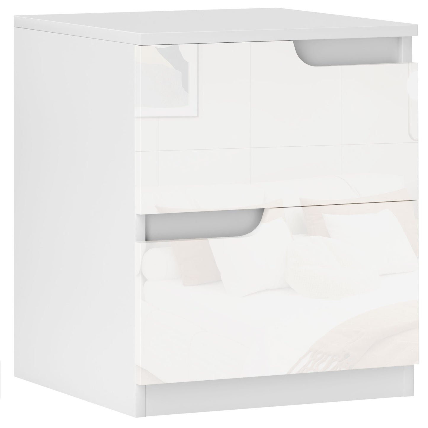 Photo of HOMCOM High Gloss Bedside Table - White in White colour on a white background