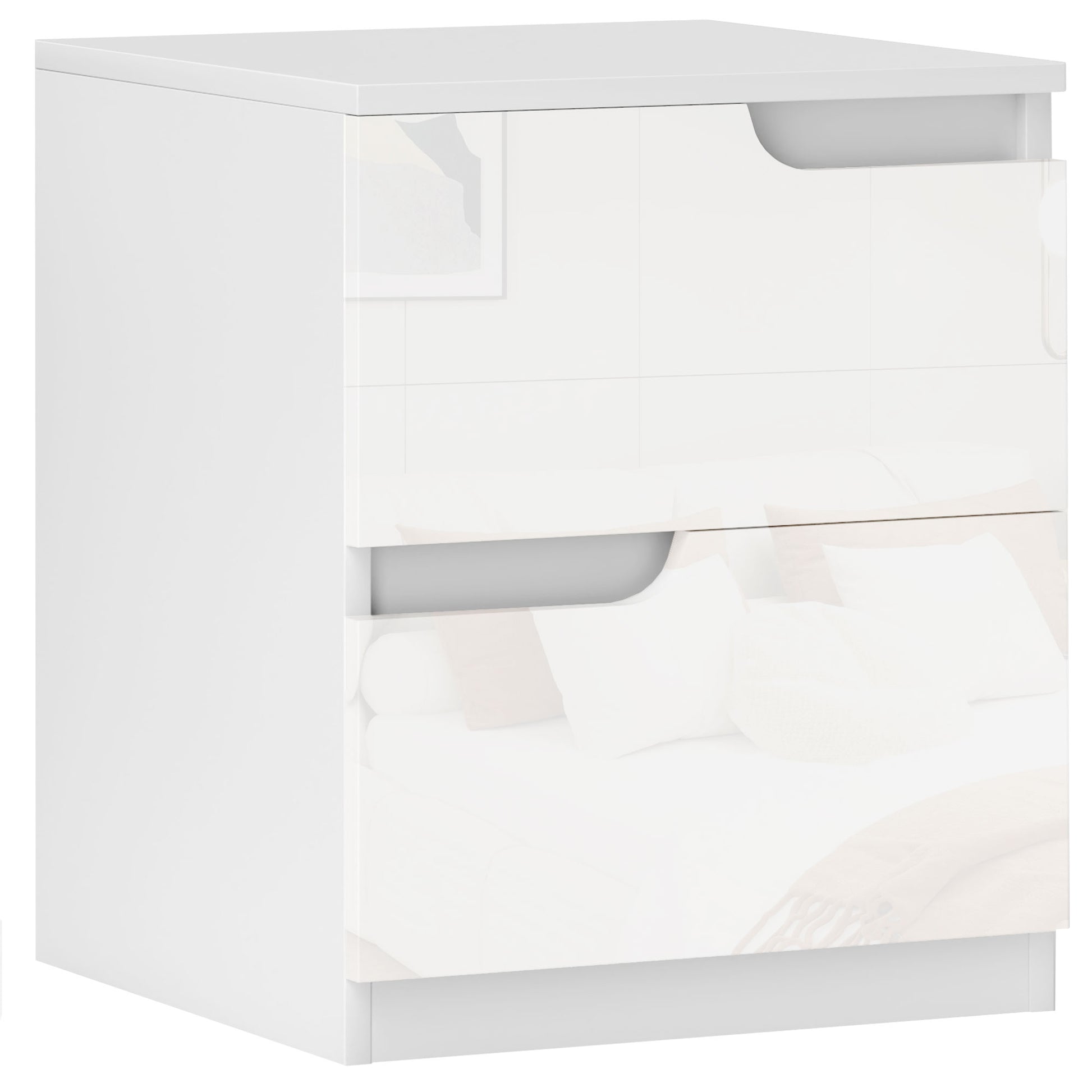 Photo of HOMCOM High Gloss Bedside Table - White in White colour on a white background