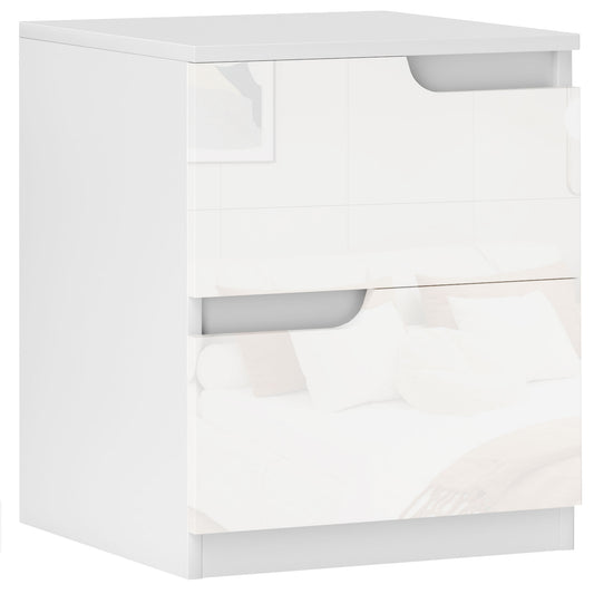 Photo of HOMCOM High Gloss Bedside Table - White in White colour on a white background