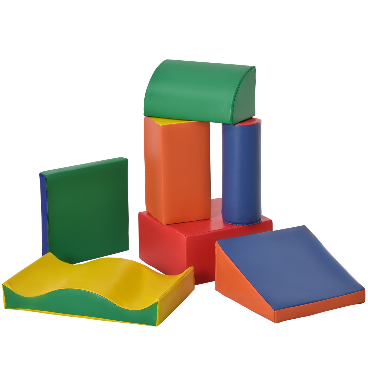 Photo of HOMCOM Soft Play Set, 7 Piece Foam Blocks, Toddler Climb and Crawl Activity Set for 1-3 Years, Soft Play Equipment for Building and Stacking, Educational Play, Red in Red colour on a white background