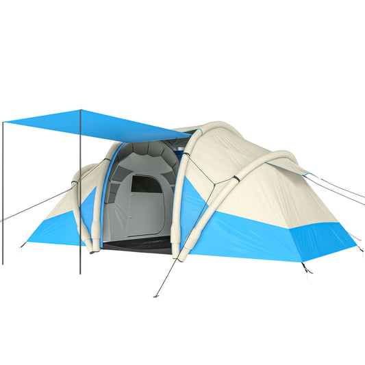Photo of Outsunny Inflatable Tent 2 Bedroom Tunnel Design Windproof Air Tent with Carry Bag for 4 Person in Person colour on a white background