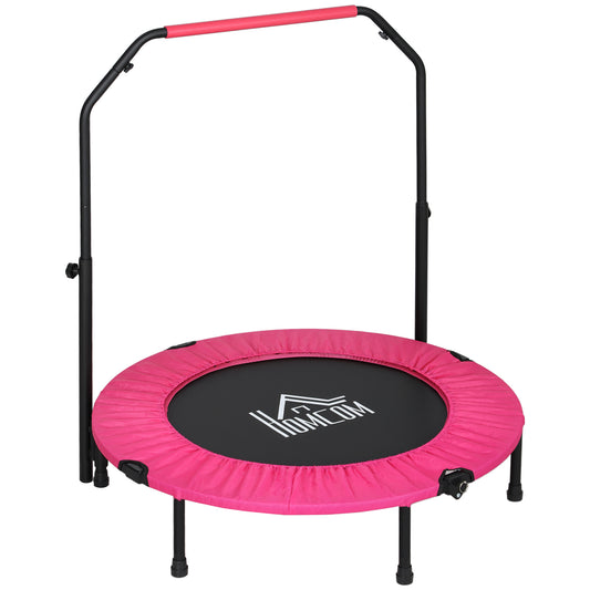 Photo of HOMCOM 40" Foldable Mini Fitness Trampoline, with Adjustable Foam Handle, Pink in Pink colour on a white background