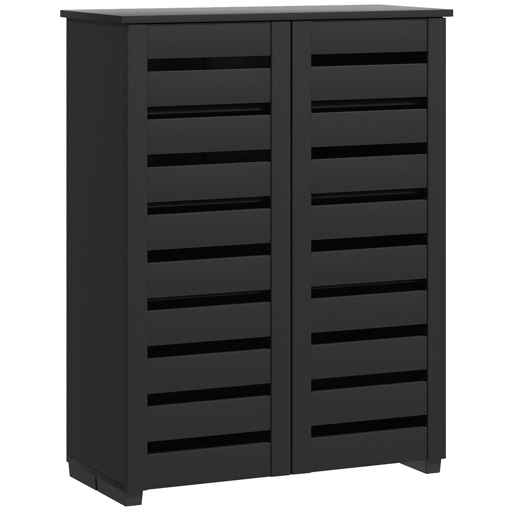 Photo of HOMCOM Narrow Shoe Cabinet for Entryway, 5-Tier Slim Shoe Storage Cabinet with 2 Slatted Doors and Adjustable Shelves in Shelves colour on a white background