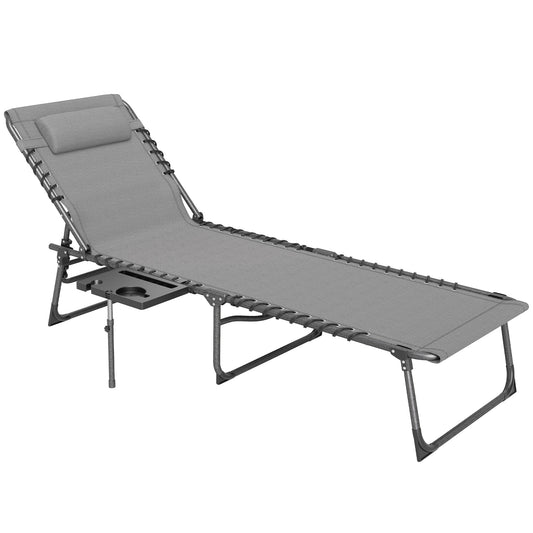 Photo of Outsunny Five-Position Reclining Sun Lounger - Grey in Grey colour on a white background