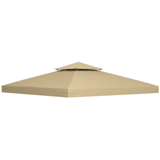 Photo of Outsunny 3(m) Gazebo Top Cover Double Tier Canopy Replacement Pavilion Roof Deep Beige in Beige colour on a white background