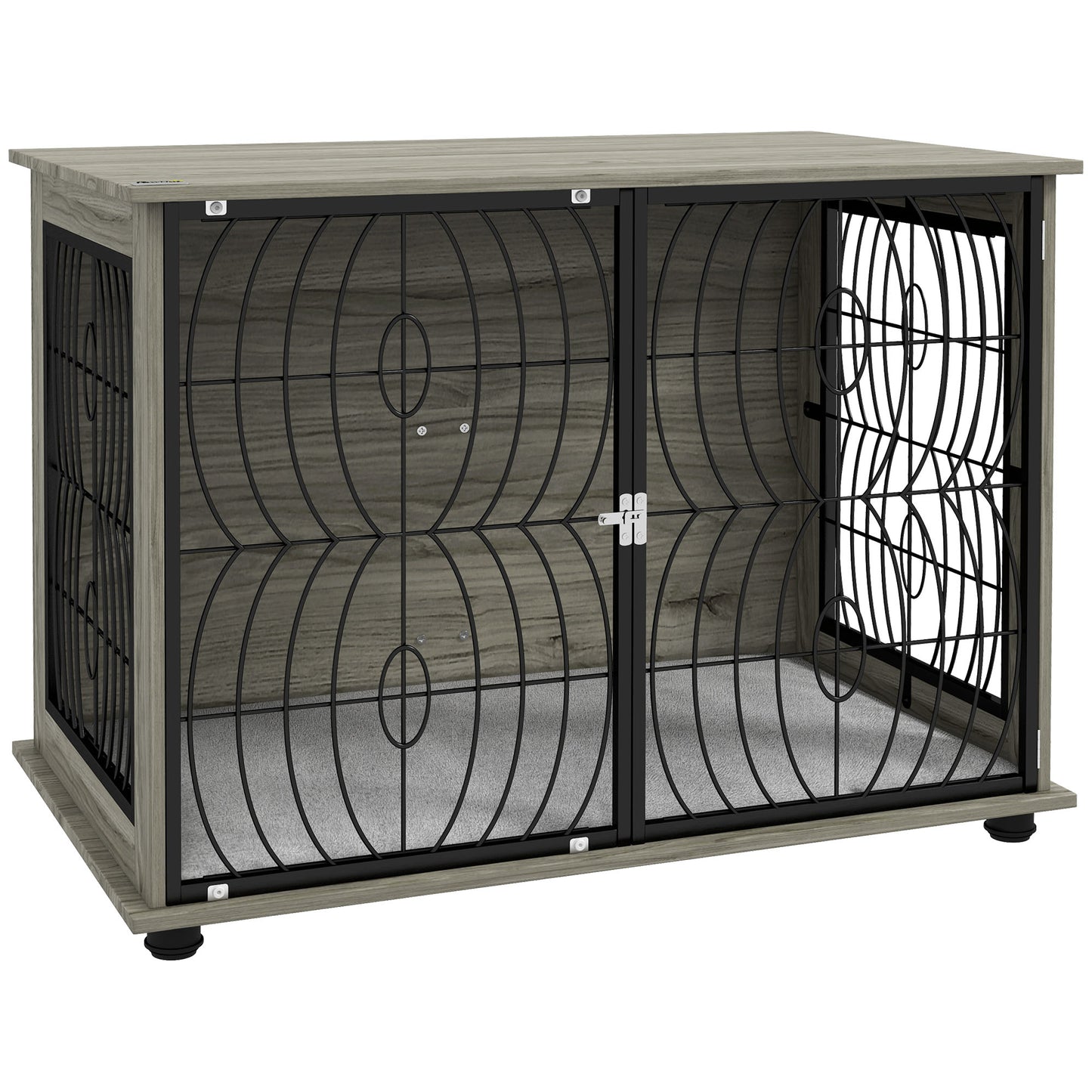 Photo of PawHut Dog Crate Furniture End Table w/ Plush Washable Cushion, Lockable Door, for Large Dogs in Dogs colour on a white background