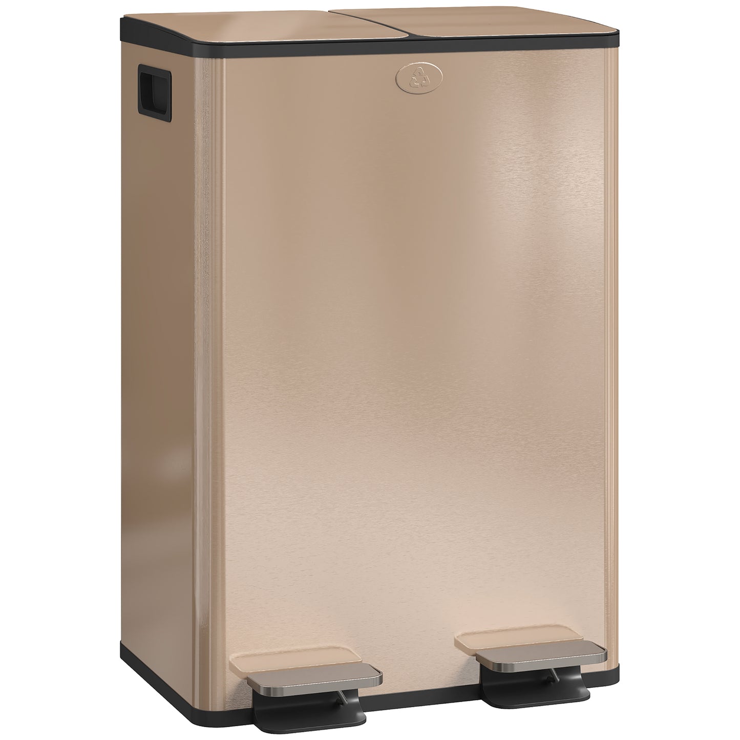 Photo of HOMCOM 56L Dual Compartment Stainless Steel Bin, with Deodoriser Holders - Gold Tone in Tone colour on a white background