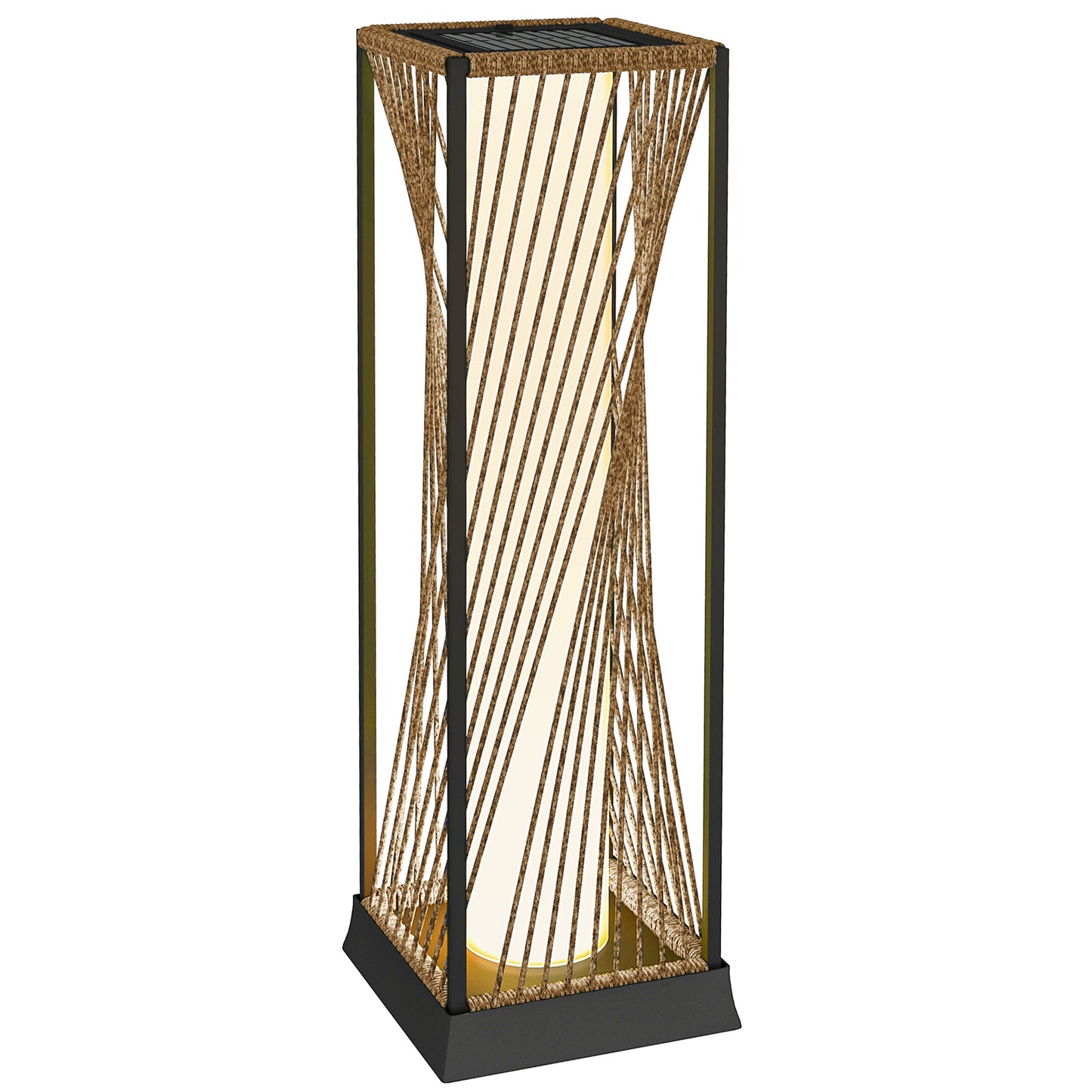 Photo of Outsunny Rattan Solar Garden Lights, Auto On/Off LED Floor Lamp, Sand Brown in Brown colour on a white background
