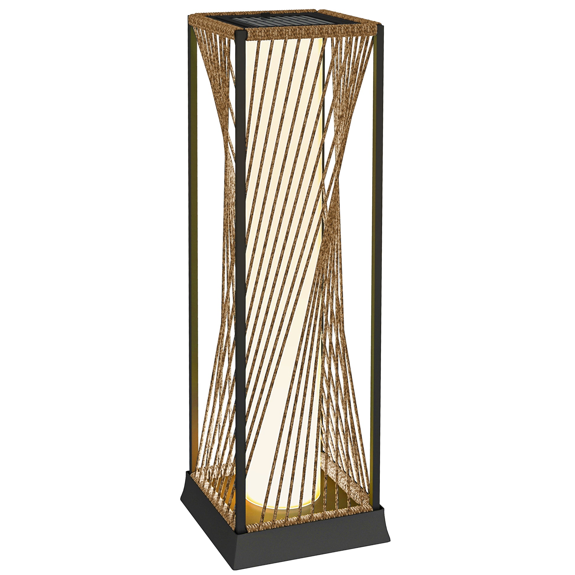 Photo of Outsunny Rattan Solar Garden Lights, Auto On/Off LED Floor Lamp, Sand Brown in Brown colour on a white background