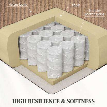 Recliner seat construction with foam padding and stretchy pocket springs