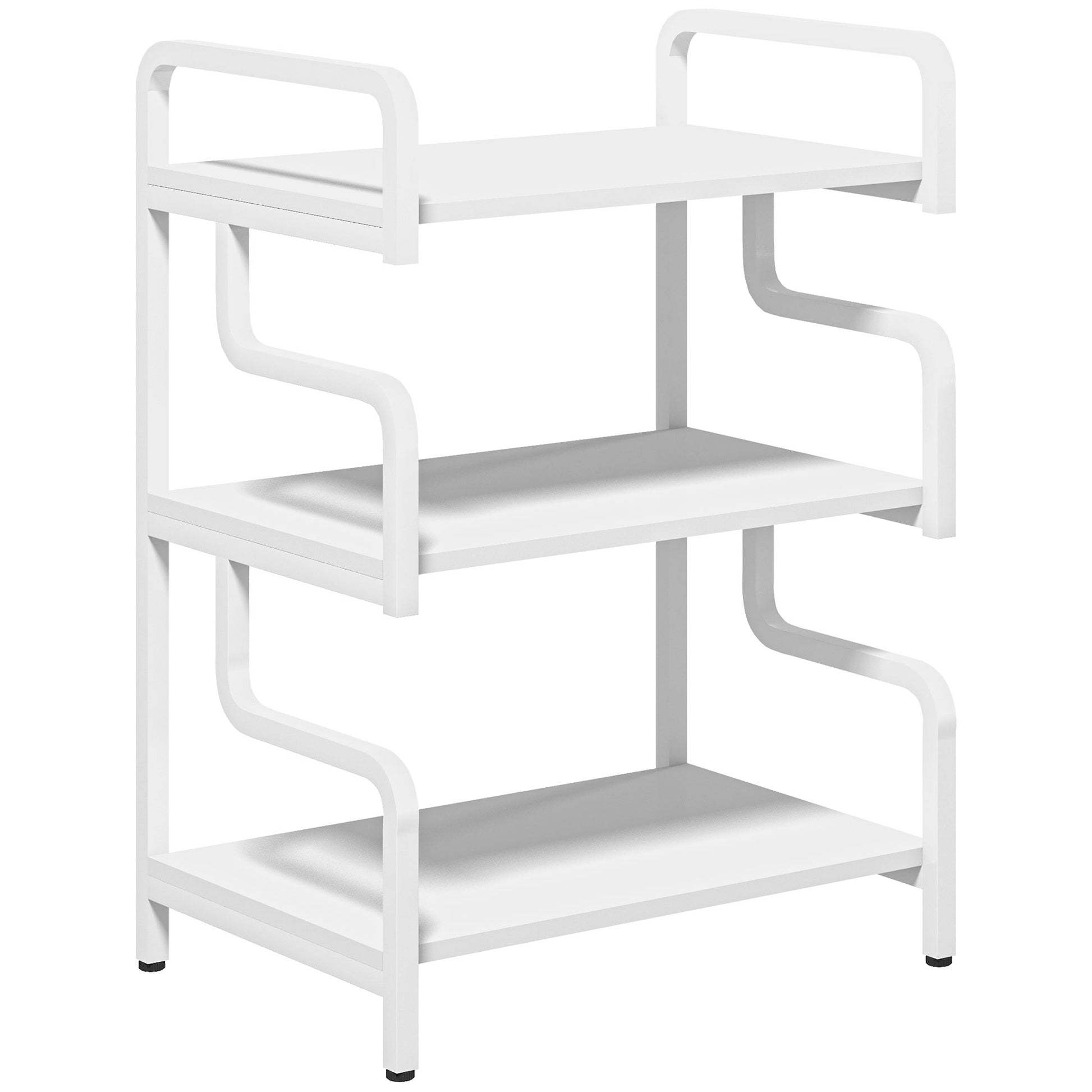 Photo of HOMCOM 3-Tier Printer Stand with Storage Shelves, Printer Table, 55 x 40 x 77cm Printer Shelf for Home Office, Study, White in White colour on a white background