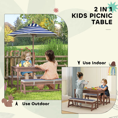 AIYAPLAY wooden kids picnic table and benches with umbrella for indoor or outdoor use
