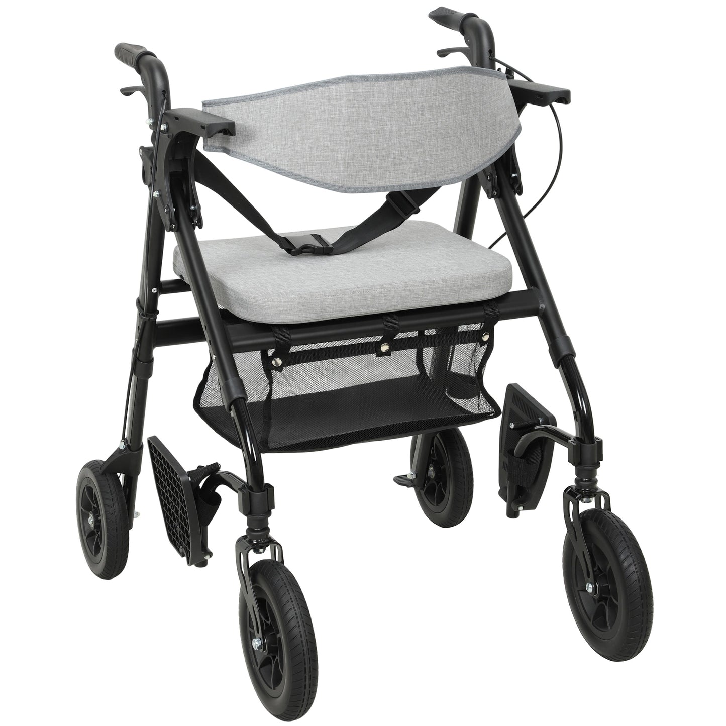 Photo of HOMCOM Rollator Walker Wheelchair, with Seat - Grey in Grey colour on a white background